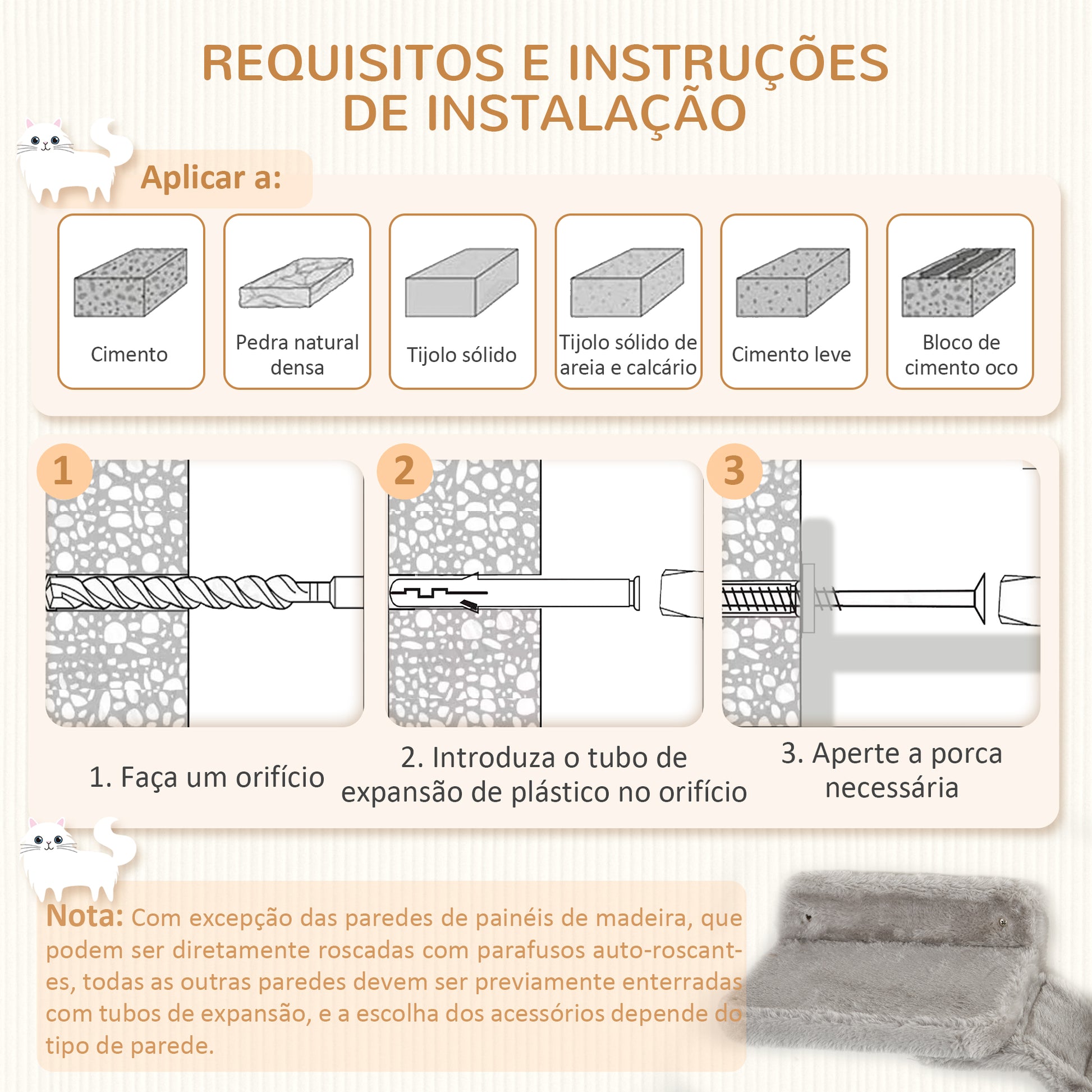 PawHut Conjunto de Prateleiras para Gatos de 4 Peças Arranhador de Parede para Gatos com Rede Postes Arranhadores Escada Suave e Plataformas Cinza