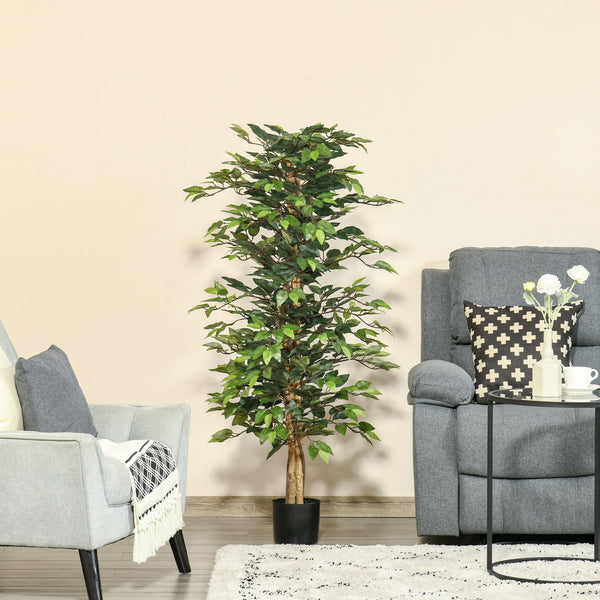 Planta Artificial Ficus no Vaso Altura 150cm Planta Artificial Decorativa com 1008 Folhas Realistas Planta Artificial para interior e Exterior Sala de Estar Escritório Verde