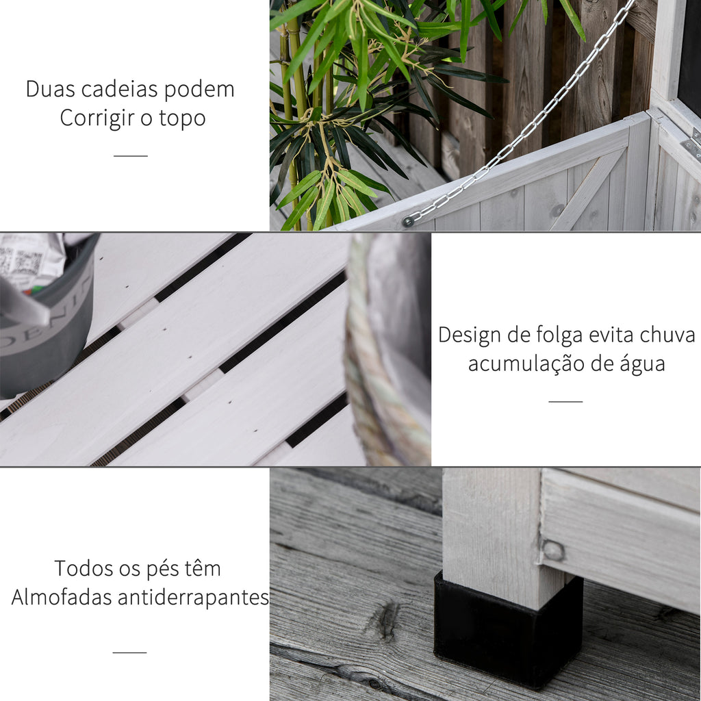 Baú de Armazenamento Baú de Madeira de Jardim com Tampa Abatível e Desenho de Persiana 127x56x60 cm Cinzento