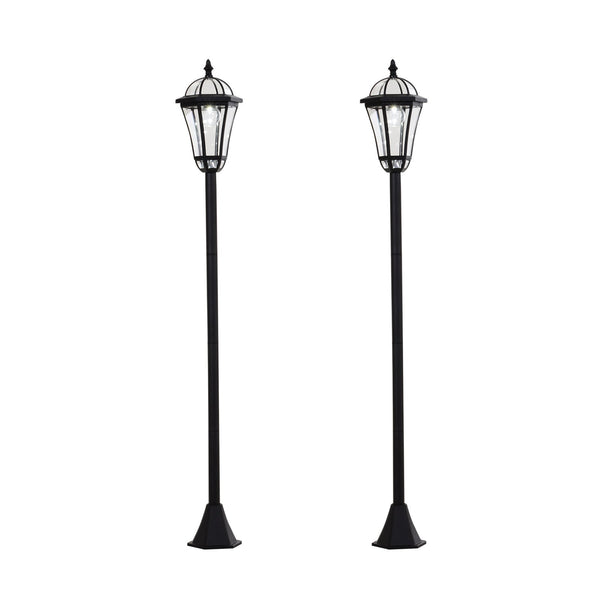 Conjunto de 2 Candeeiros Solares de Jardim – Ø18,5x129 cm – Preto – Luz LED Quente 3500K – IP44