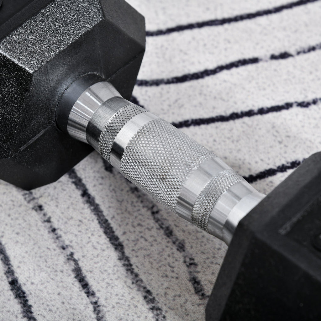 Conjunto de Halteres 20 kg com Barra Metálica e Cabeça Hexagonal Conjunto Pesos para Treino em Casa Ginásio 31x13,5 cm Preto e Prata – Modelo Luleå