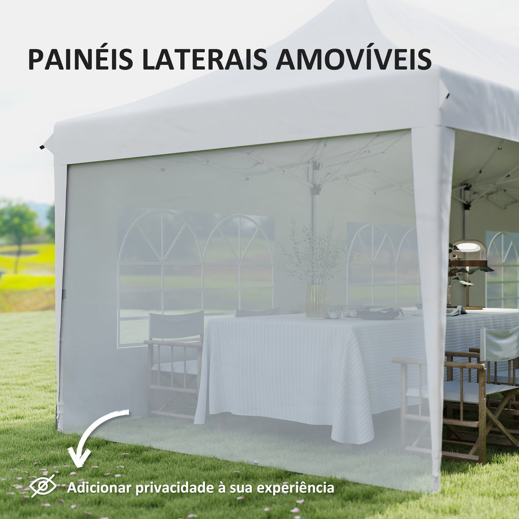 Tenda Dobrável 876x294x310 cm Tenda de Jardim com Altura Ajustável Paredes Laterais Janelas Proteção UV50+ Impermeável e Bolsa de Transporte Tenda para Exterior Festas Campismo Branco