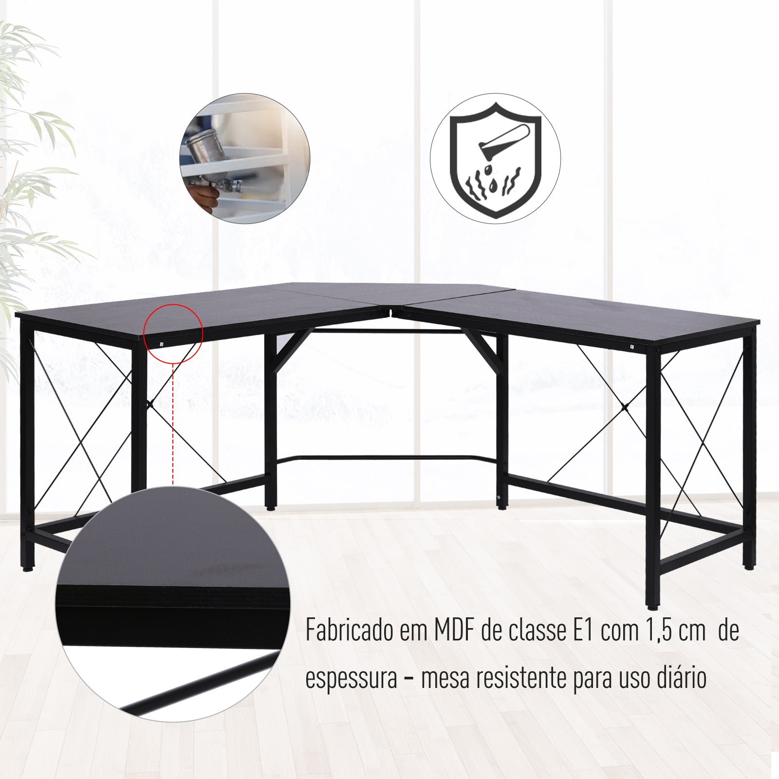 Secretária de Canto – Modelo Turku – 150x150x76 – Moderna – Branco
