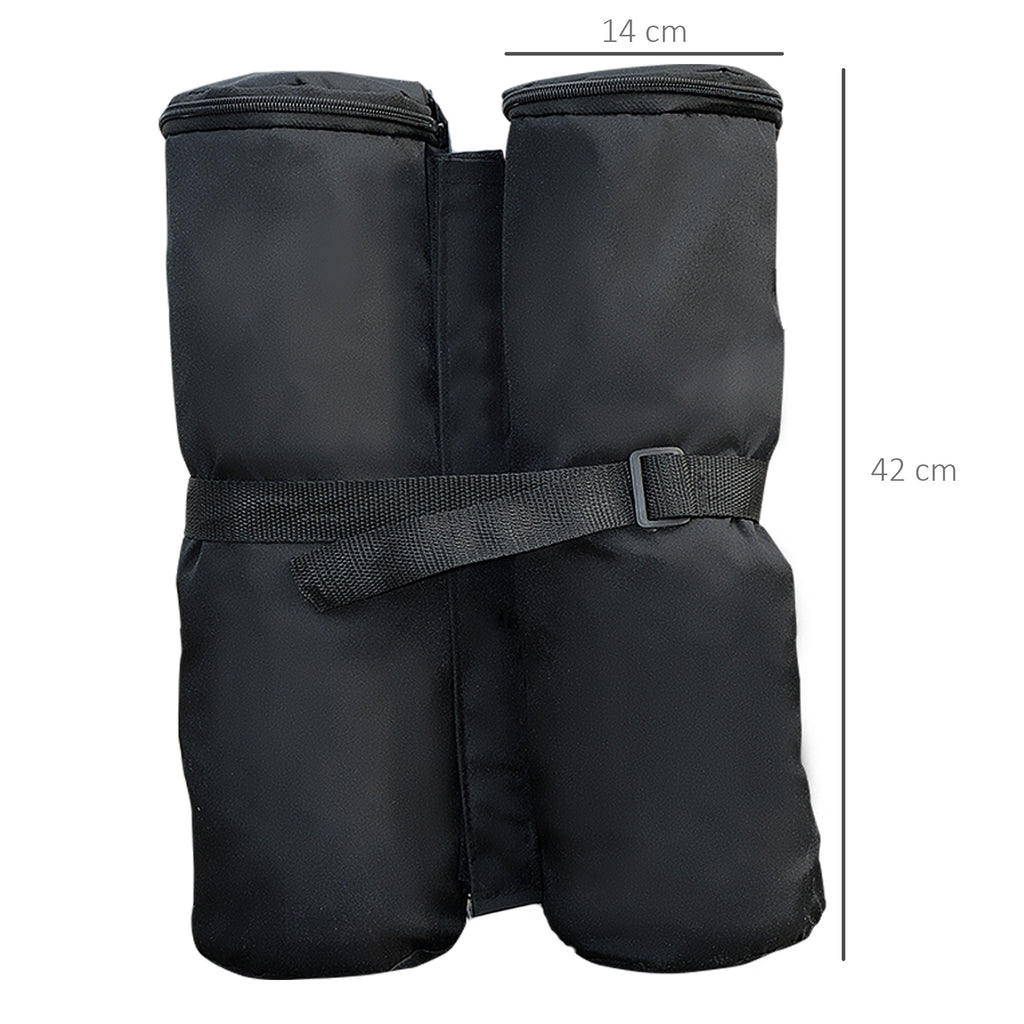 Pack 4 Pesos para Carpas Sacos de Lastro Pesos de Pernas para Toldo Pavilhão Gazebo Sacos de Areia para Exteriores Preto