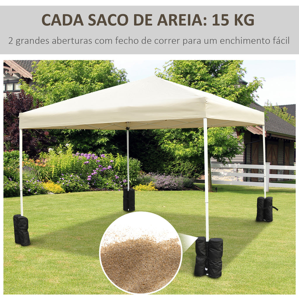 Pack 4 Pesos para Carpas Sacos de Lastro Pesos de Pernas para Toldo Pavilhão Gazebo Sacos de Areia para Exteriores Preto