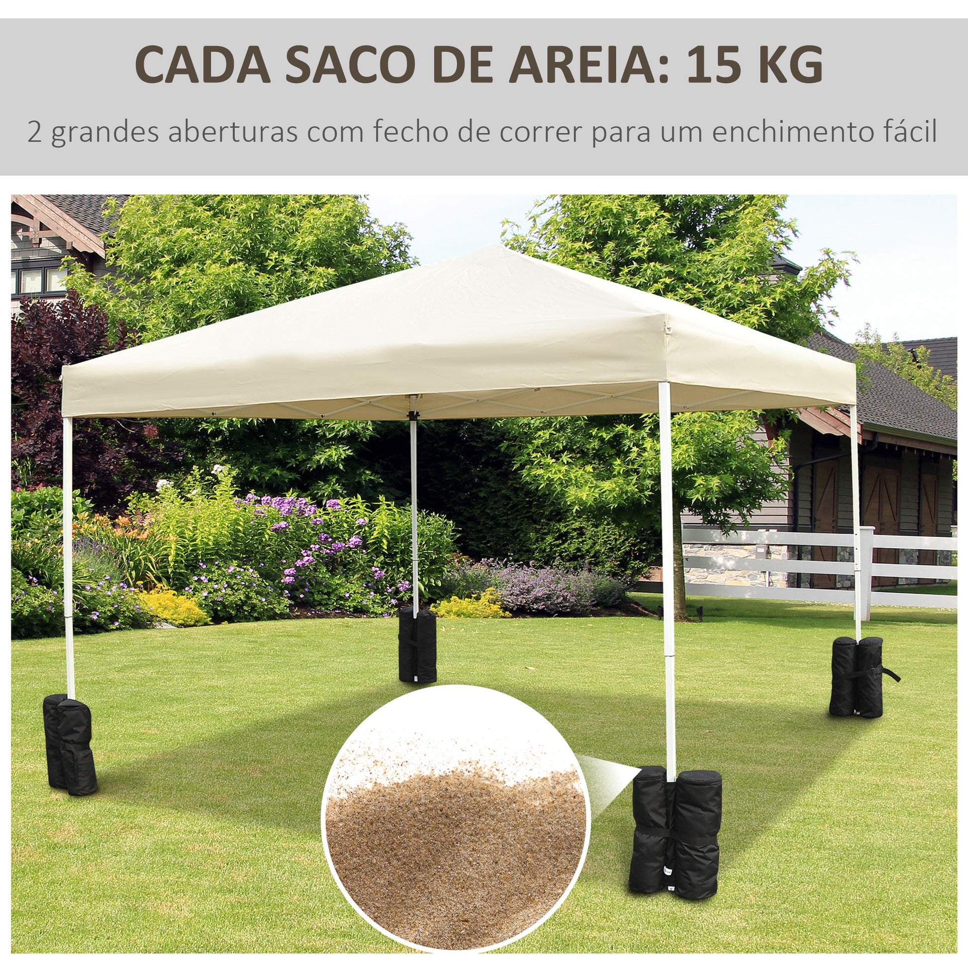 Pack 4 Pesos para Carpas Sacos de Lastro Pesos de Pernas para Toldo Pavilhão Gazebo Sacos de Areia para Exteriores Preto