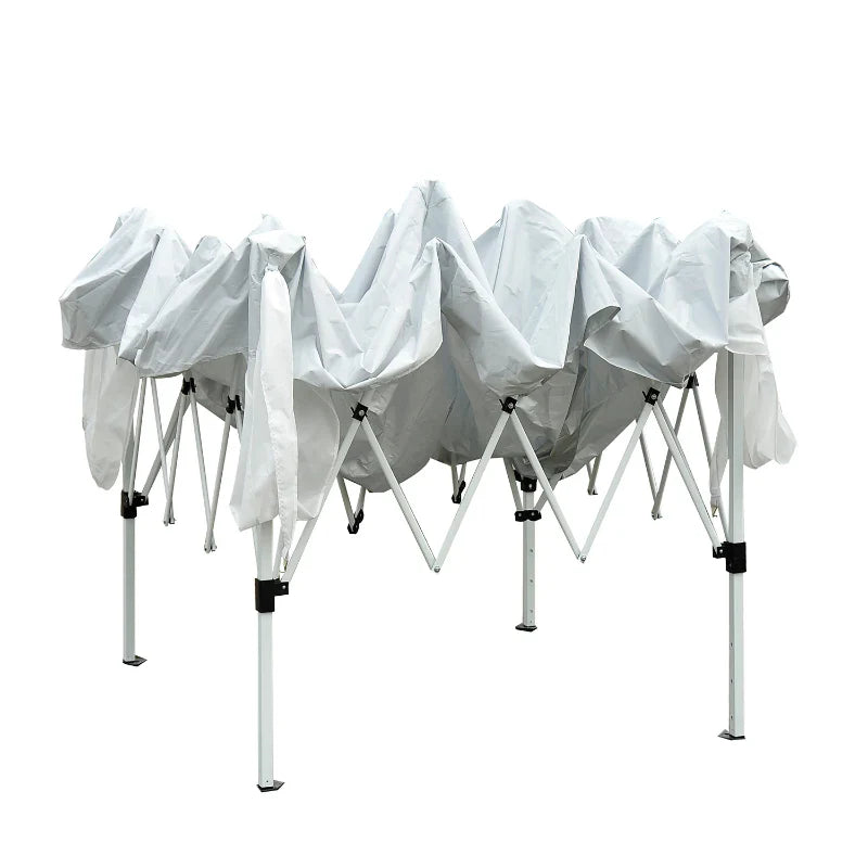 Tenda Dobrável 297x297x250 cm Tenda para Jardim Campismo Festas Eventos Aço e Oxford Branco