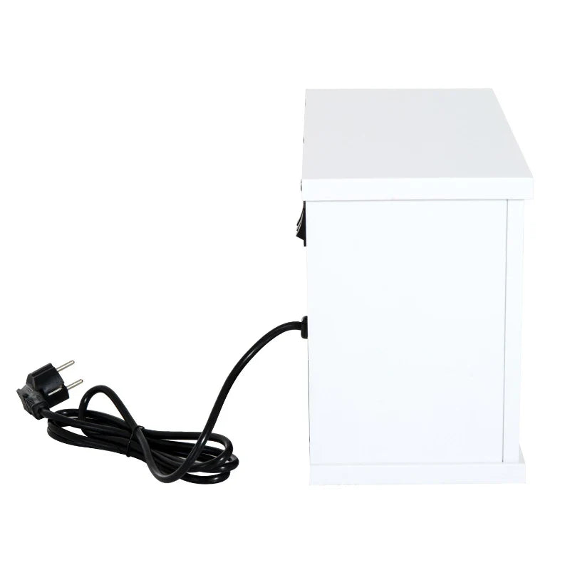 Lareira Elétrica Portátil Lareira Elétrica Compacta com Termostato Ajustável 600W/1200W e Efeito de Chama Realista 34x17x25cm Branco