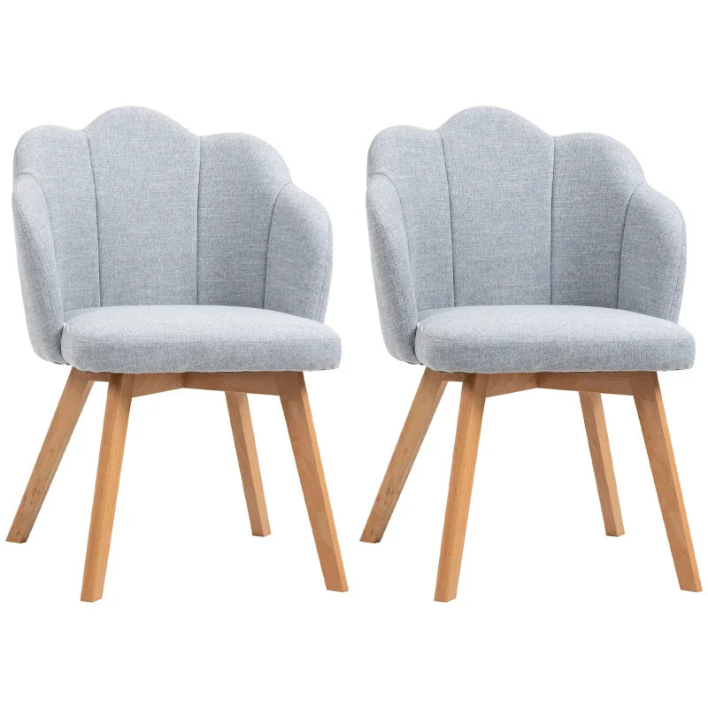 Cadeiras Sala de Jantar Estofada em Linho Sintético Conjunto de 2 Cadeiras de Cozinha com Assento e Encosto Acolchoados Estilo Moderno Carga Máxima 120 kg 58x60x82 cm Cinza Claro
