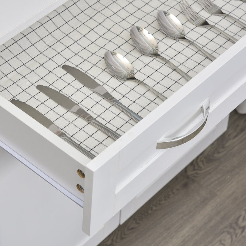 Aparador auxiliar de cozinha Armário com prateleiras internas ajustáveis e gaveta 80x48x170 cm Branco
