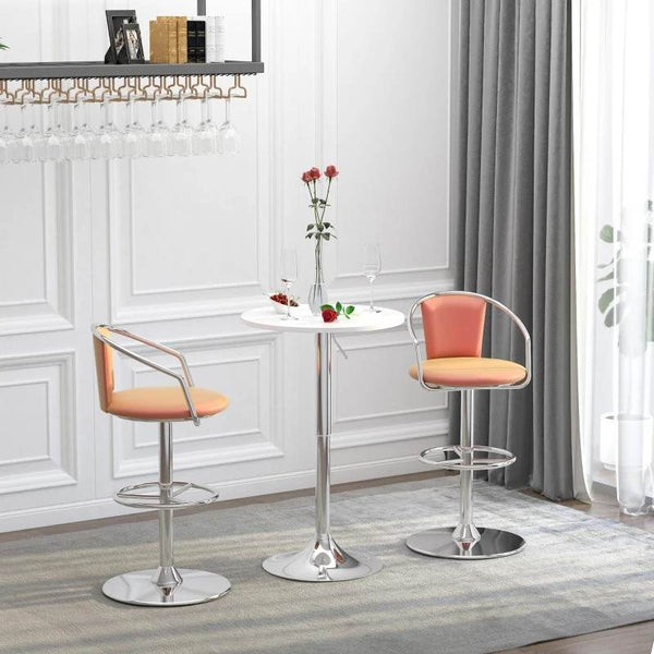 Mesa de bar ajustável em altura com base redonda e antideslizante para cozinha sala de jantar Ø60x69-93 cm Branco