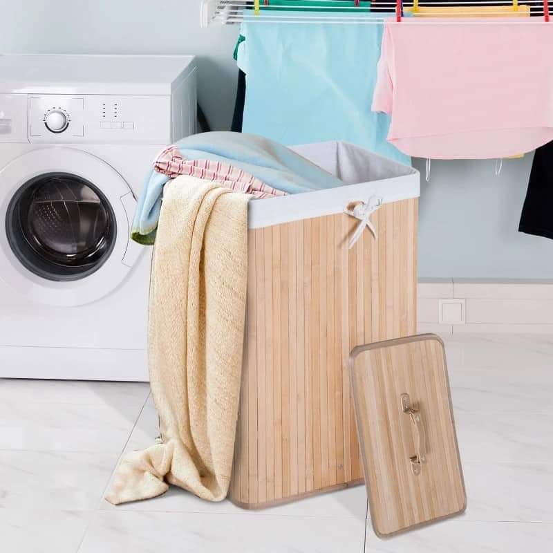 Cesto de roupa em Bambú com Forro Removível - Leva-Me Contigo - Móveis & Decoração