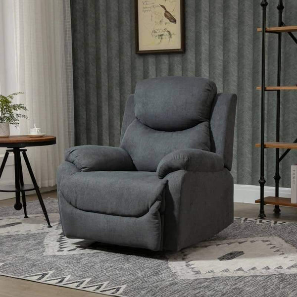 Poltrona ergonômica estofada Cadeira reclinável manualmente 150º com apoio de braço e apoio de pes Acolchoado Esponja grossa Suporta até 150 kg 97x96x105.5 cm Cinza