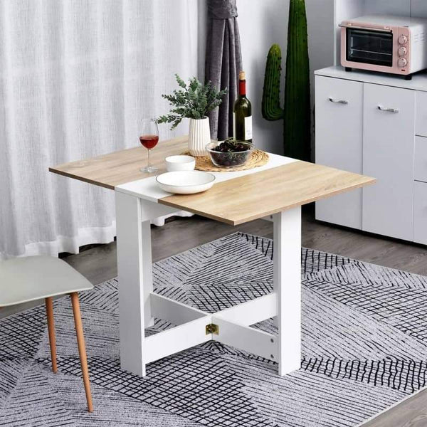 Mesa Sala de Jantar Dobrável Mesa Auxiliar de Cozinha com Laterais Dobráveis para Poupar Espaço Desenho Moderno 103x76x73,5 cm Madeira e Branco