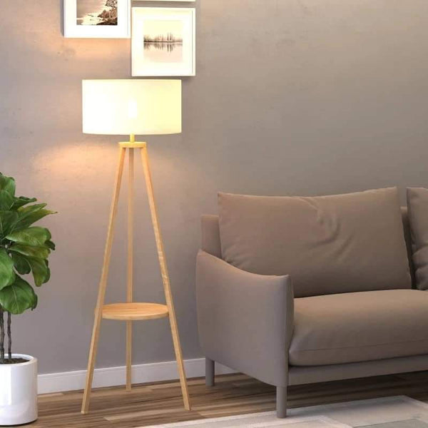 Candeeiro de Pé Moderno para o Quarto com Lâmpadas de E27, 40W e Interruptor de Pé, com Base de Tripé Inoxidável 154cm