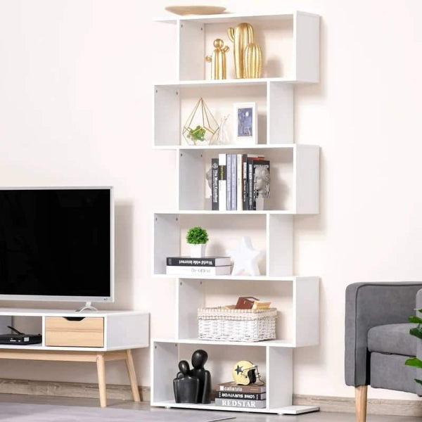 Estante para Livros Moderna Estante com 6 Prateleiras para Sala de Jantar Sala de Estar Estúdio 80x23x192 cm Branco