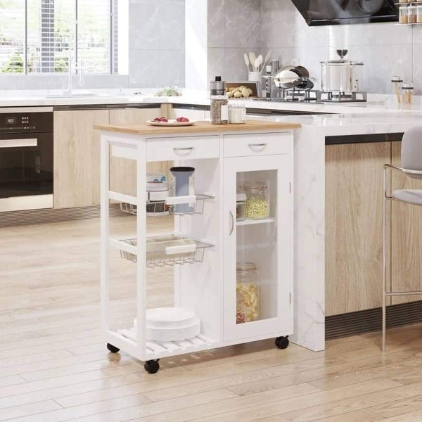 Carrinho de Cozinha de Bambu 70x37x85 cm