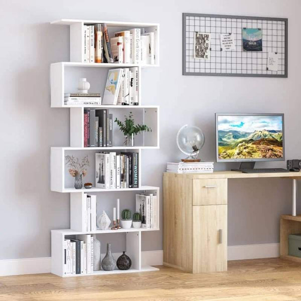 Estante para Livros Moderna Estante com 6 Prateleiras para Sala de Jantar Sala de Estar Estúdio 80x23x192 cm Branco