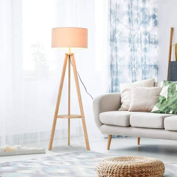 Candeeiro de Pé Moderno para o Quarto com Lâmpadas de E27, 40W e Interruptor de Pé, com Base de Tripé Inoxidável 154cm