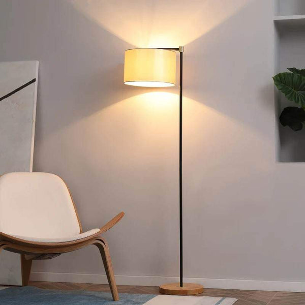 Candeeiro de Pé com Ecrã Suspenso de Tecido Suporte para Lâmpada E27 Máx 40W Base de Madeira e Interruptor de Pé para Sala de Estar Dormitório 48x32x152cm Dourado