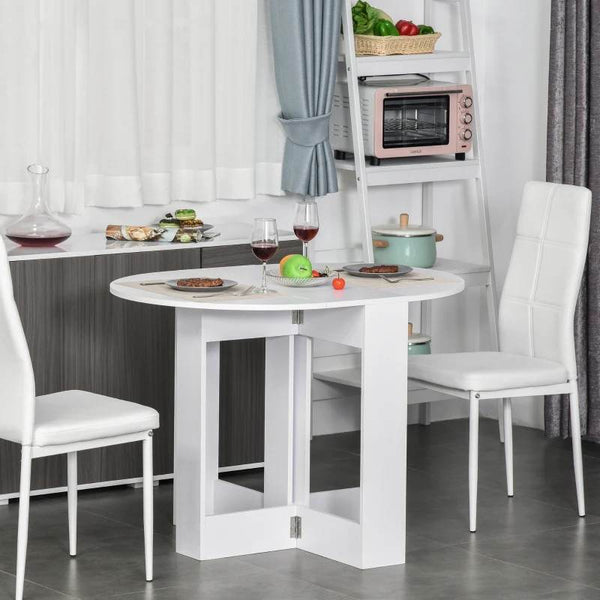 Mesa de Sala de Jantar Dobrável com 2 Laterais Mesa Auxiliar de Madeira para Cozinha Sala de Estar 104x76x73,7 cm Branco