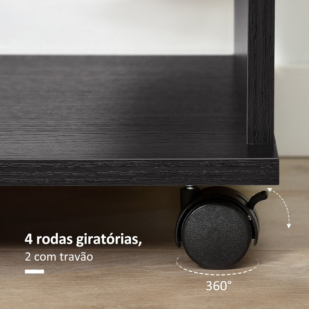 Roupeiro Aberto "Oslo" – Com Barra para Pendurar e 3 Prateleiras – 80x40x128 cm – Preto - A minha loja