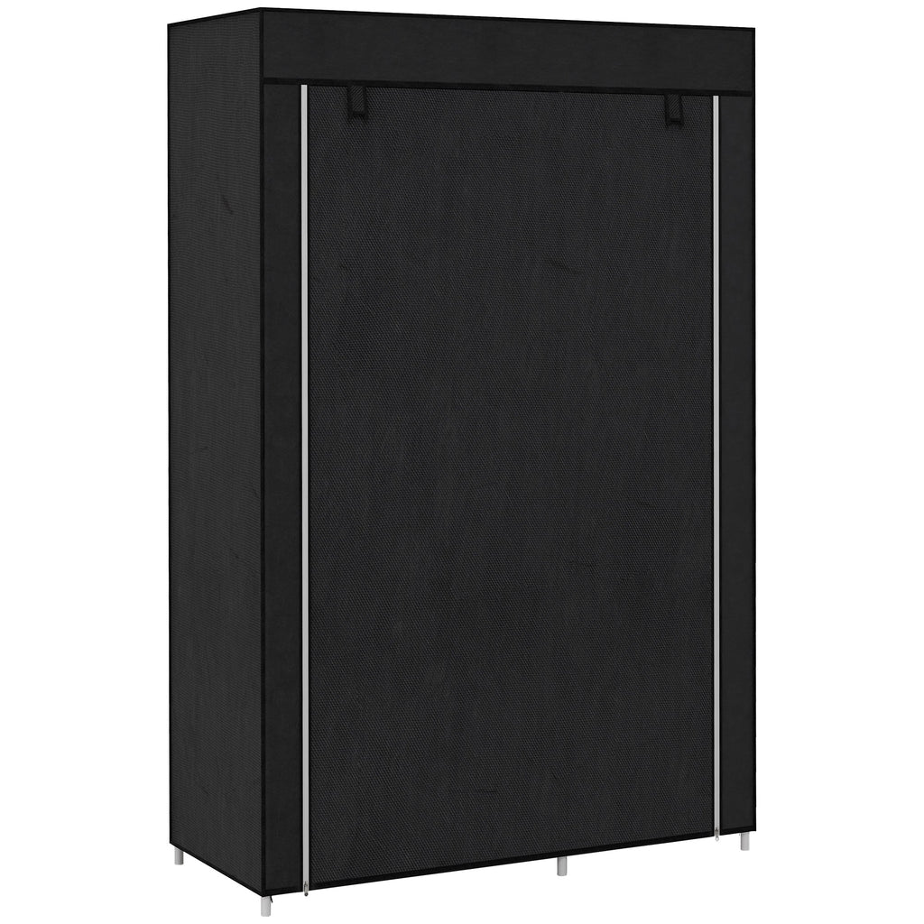 Roupeiro de Tecido Dobrável Armário de Roupa Portátil com 6 Prateleiras e 1 Barra de Pendurar para Dormitório Vestidor 103x43x162,5 cm Preto - A minha loja