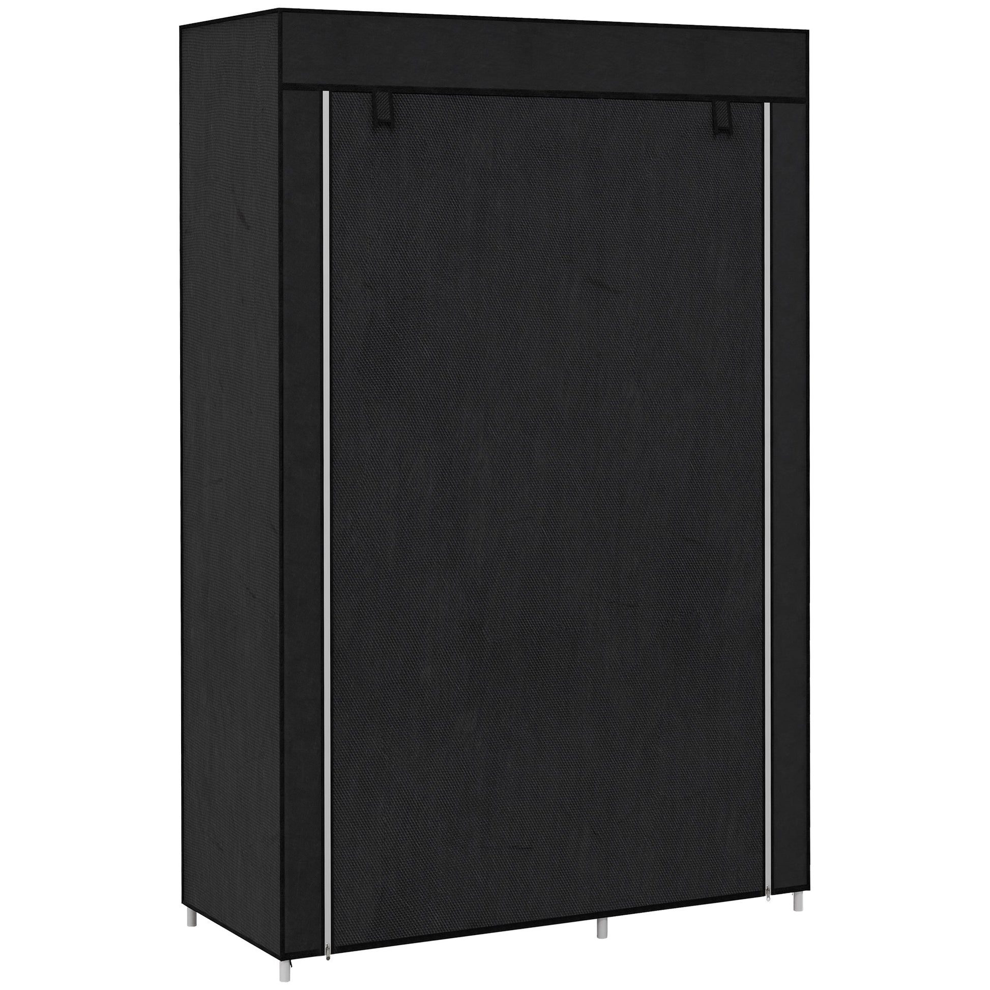 Roupeiro de Tecido Dobrável Armário de Roupa Portátil com 6 Prateleiras e 1 Barra de Pendurar para Dormitório Vestidor 103x43x162,5 cm Preto - A minha loja