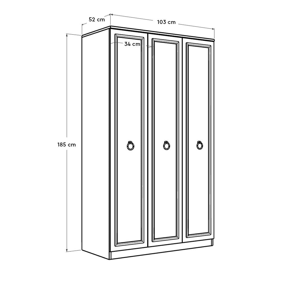 Roupeiro "Victoria" – Branco – 103 x 185 x 52 cm – Design Clássico - A minha loja