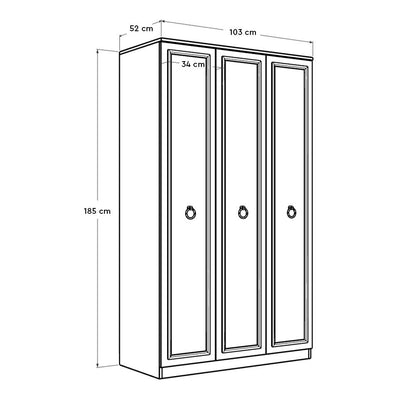 Roupeiro "Victoria" – Branco – 103 x 185 x 52 cm – Design Clássico - A minha loja