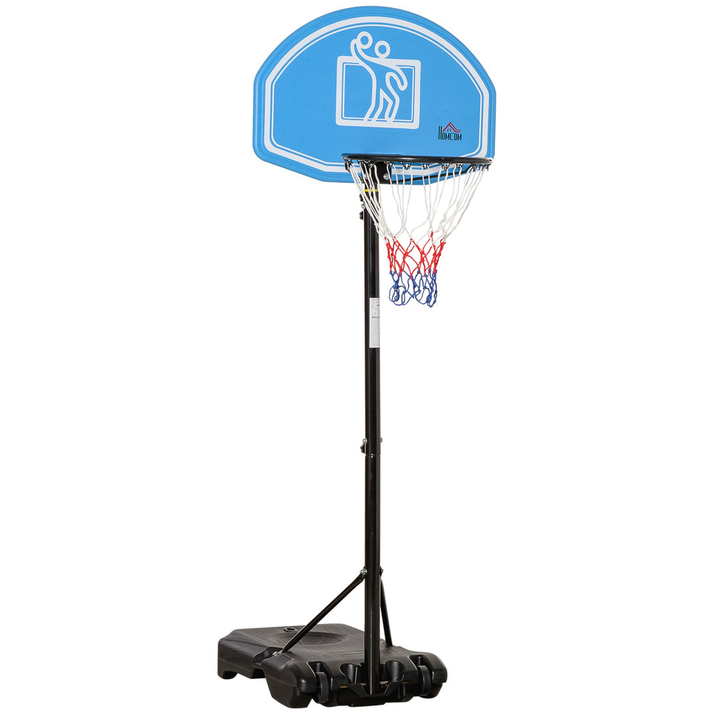Tabela de Basquetebol para Exterior com Altura Ajustável 160-210cm Cesta de Basquetebol com Rodas Tabela de PE e Base Recarregável 76x70x197,5-254cm Preto e Azul
