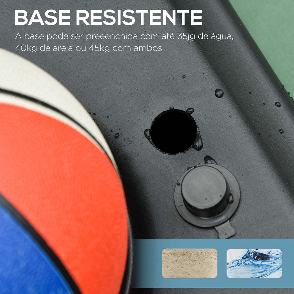 Tabela de Basquetebol para Exterior com Altura Ajustável 160-210cm Cesta de Basquetebol com Rodas Tabela de PE e Base Recarregável 76x70x197,5-254cm Preto e Azul