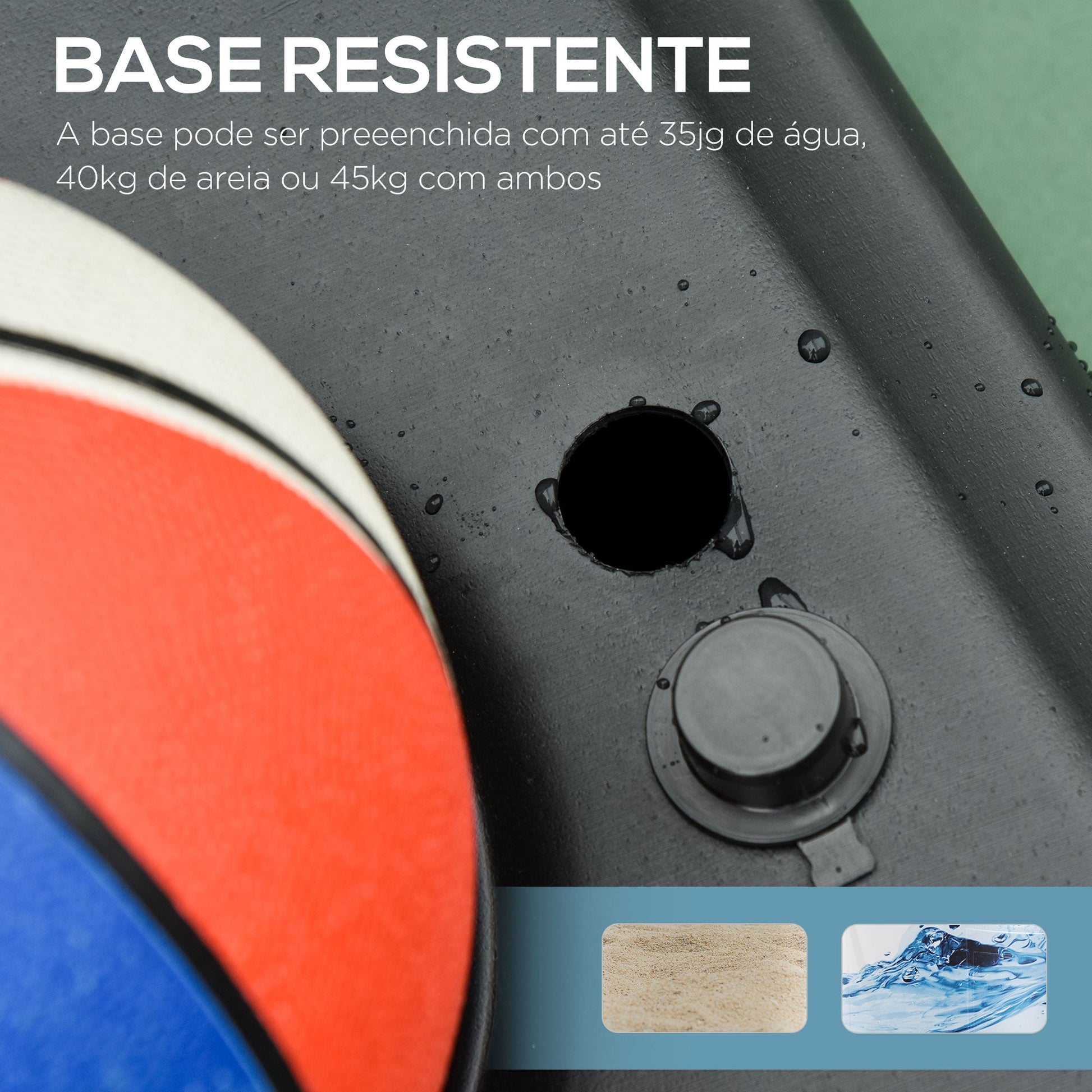 Tabela de Basquetebol para Exterior com Altura Ajustável 160-210cm Cesta de Basquetebol com Rodas Tabela de PE e Base Recarregável 76x70x197,5-254cm Preto e Azul
