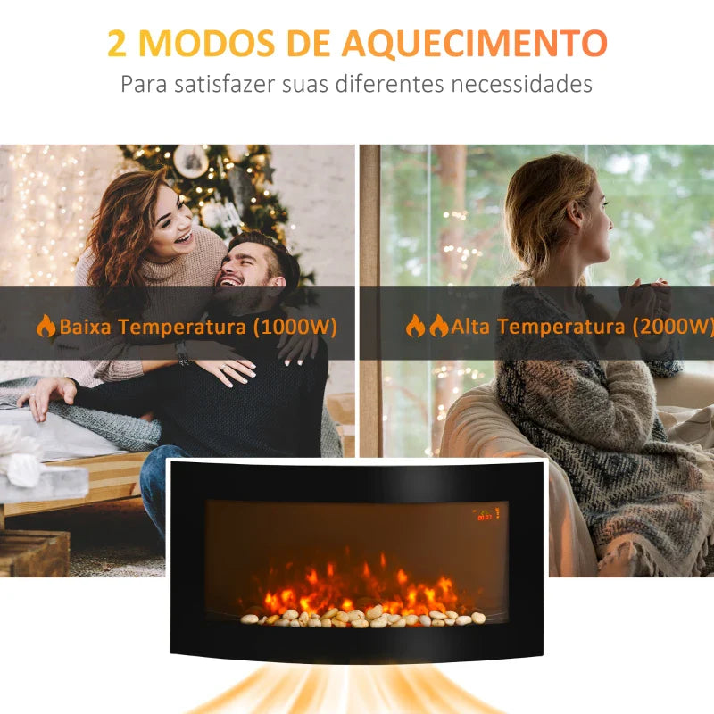Lareira Elétrica Suspensa com Aquecimento e 5 níveis de Chama - Design Moderno - Leva-Me Contigo - Móveis & Decoração