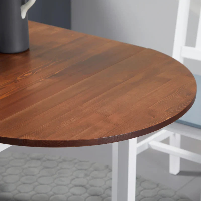 Mesa de Cozinha Dobrável de Madeira Mesa de Sala de Jantar Extensível com Laterais Dobráveis para 4-6 Pessoas Carga 50 kg 140x70x75 cm Branco e Madeira