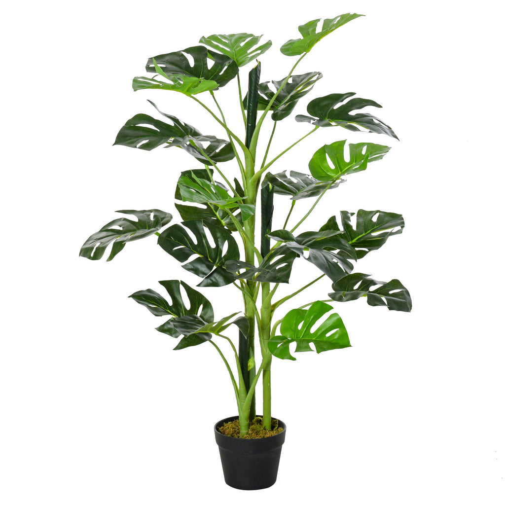 Monstera Planta Artificial com Vaso Árvore Tropical Sintética com 21 Folhas Ø16x100 cm Verde