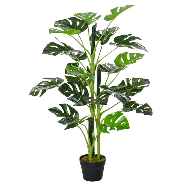 Monstera Planta Artificial com Vaso Árvore Tropical Sintética com 21 Folhas Ø16x100 cm Verde