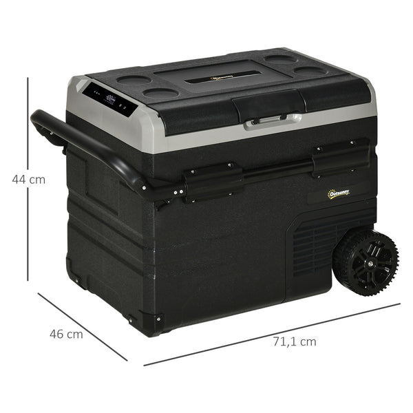 Geleira Elétrica Portátil 40L com Compressor - CC 12V/24V, até -20°C, LED Tátil e Rodas - 71,1x46x44 cm - Preto