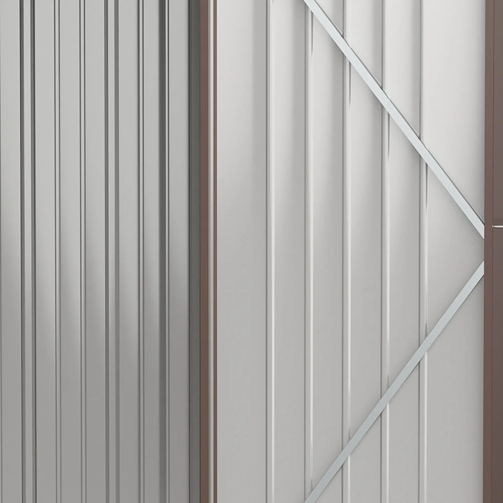 Abrigo de Jardim 1,34m² 161,5x94,5x196cm Abrigo de Exterior de Aço Galvanizado com Porta e Fechadura para Armazenamento de Ferramentas Marrom