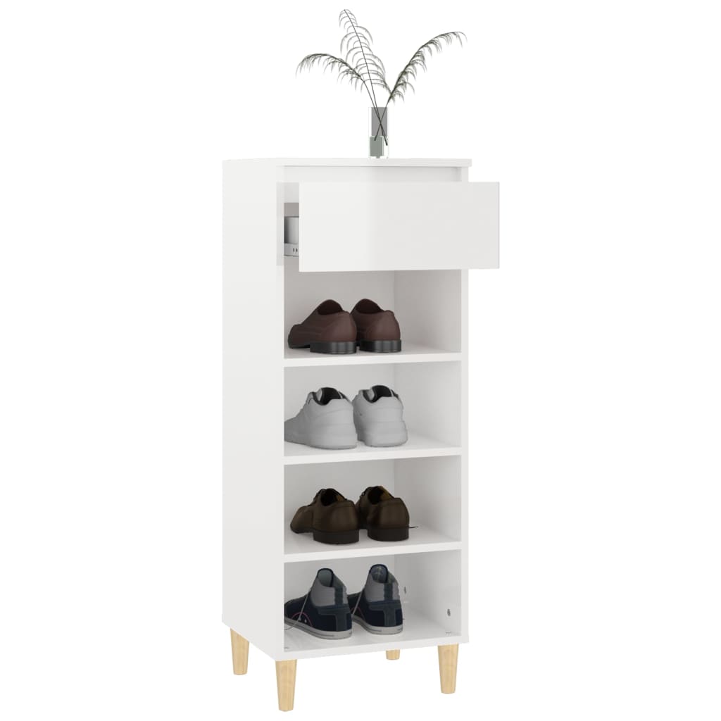 Sapateira 40x36x105 cm derivados de madeira branco brilhante - A minha loja