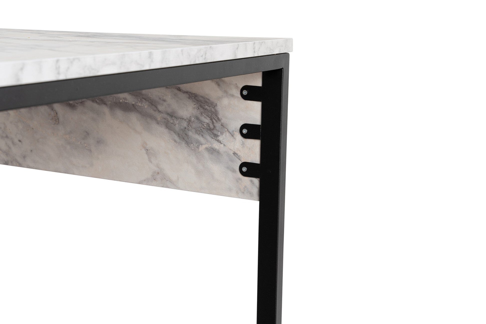 Secretária Dupla "Twin Study Desk" – Mármore Fressia e Preto, 240x60x74 cm, Design Moderno - A minha loja