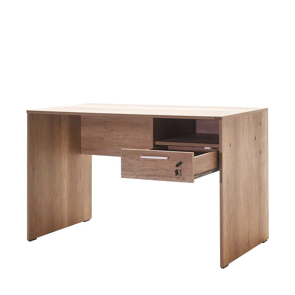 Secretária "Simple" com Gaveta - 120 x 75 x 60 cm - Nogueira Claro - Design Moderno - A minha loja