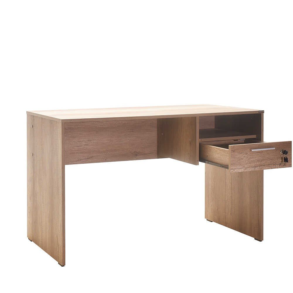 Secretária "Simple" com Gaveta - 120 x 75 x 60 cm - Nogueira Claro - Design Moderno - A minha loja
