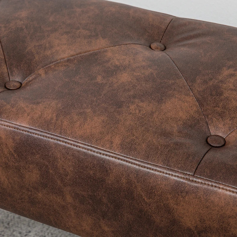 Banco de Pé de Cama Multifuncional Banco Pé de Cama Clássico Banco Dormitório com Pés de Madeira e Assento Acolchoado Carga 120 kg para Entrada Corredor 114x38x42 cm Marrom