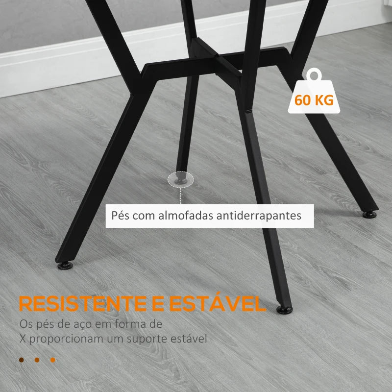 Mesa de Cozinha Redonda Mesa de Jantar Estilo Industrial com Bancada de Madeira e Estrutura de Aço para Sala de Jantar Carga 60kg Ø90x76 cm Marrom e Preto