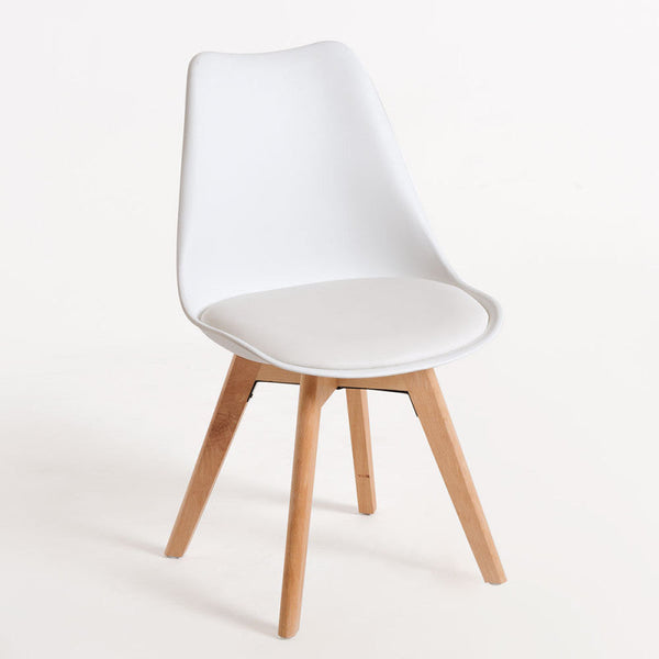 Cadeira Lena com Assento Almofadado  - Branco - Design Nórdico
