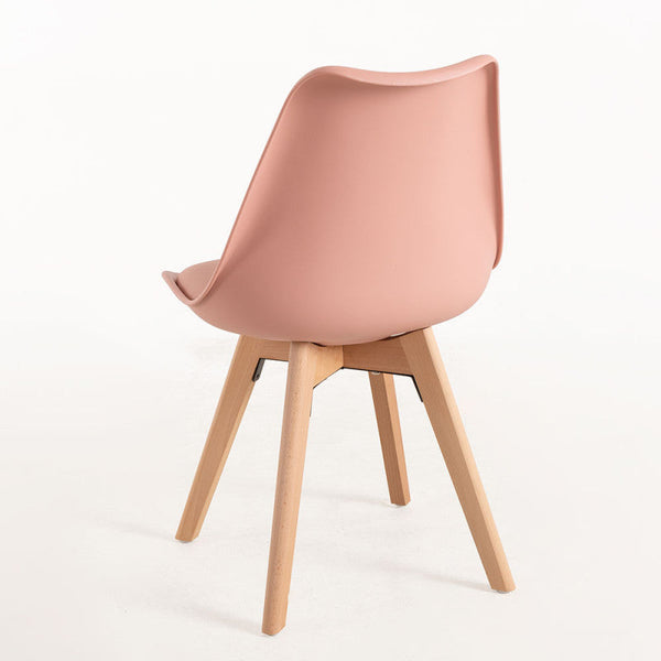 Cadeira Lena com Assento Almofadado - Rosa - Design Nórdico