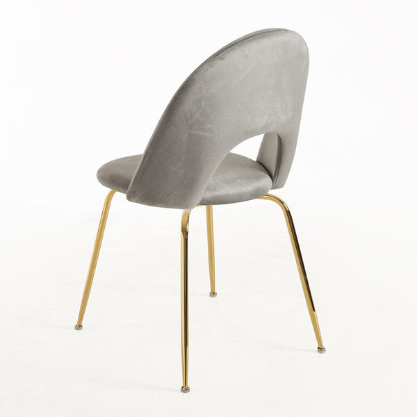 Conjunto de 2 Cadeiras Lille em Veludo Cinzento com Pernas Douradas - Design Moderno