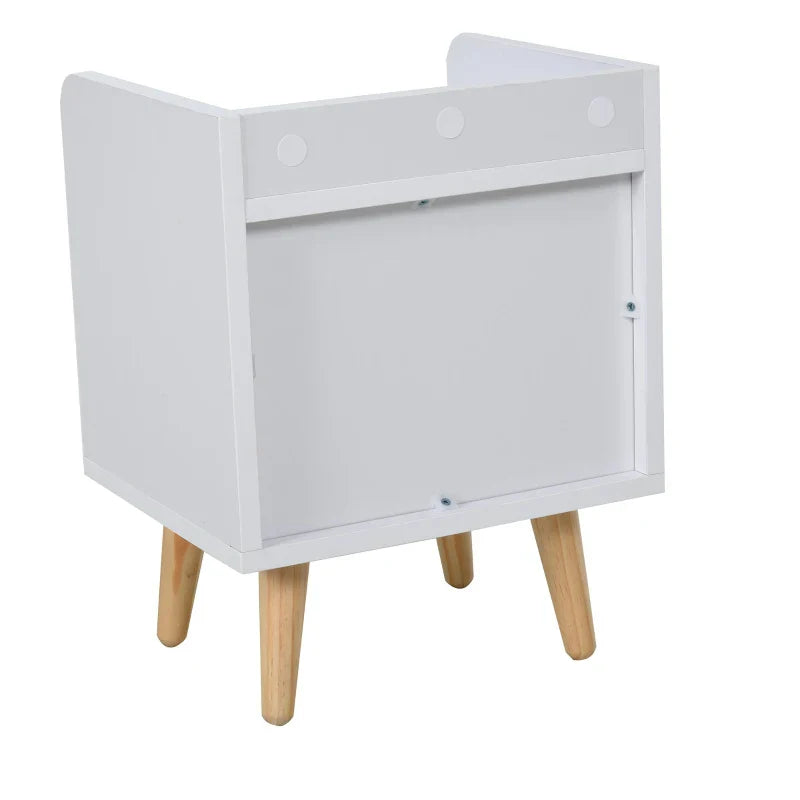 Mesa lateral de cabeceira multiuso para sala de estar ou quarto com 2 gavetas espaçosas Pernas de pinho elevado Design moderno 33x28x42cm Branco