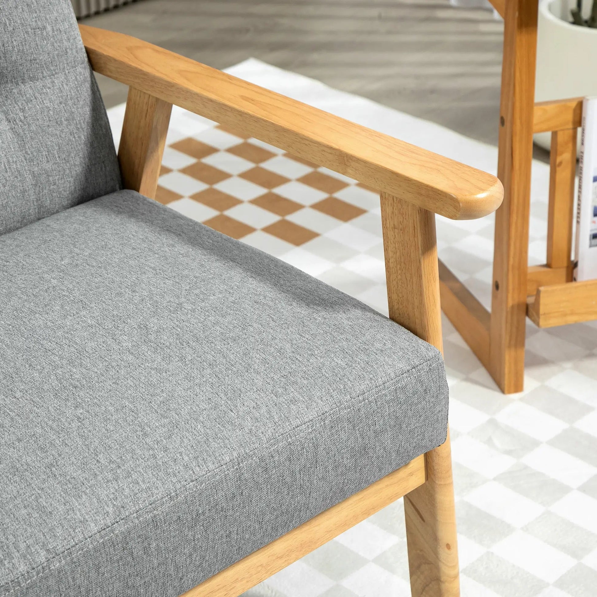 Sofá 2 Lugares "Capri" - Cinzento Claro - 114x75x76 cm - Linho e Madeira - Design Contemporâneo - A minha loja